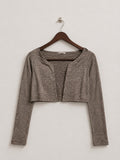 CAMAÏEU Women's Open-Front Cropped Bolero Shrug Cardigan Top