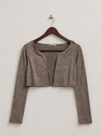 CAMAÏEU Women's Open-Front Cropped Bolero Shrug Cardigan Top
