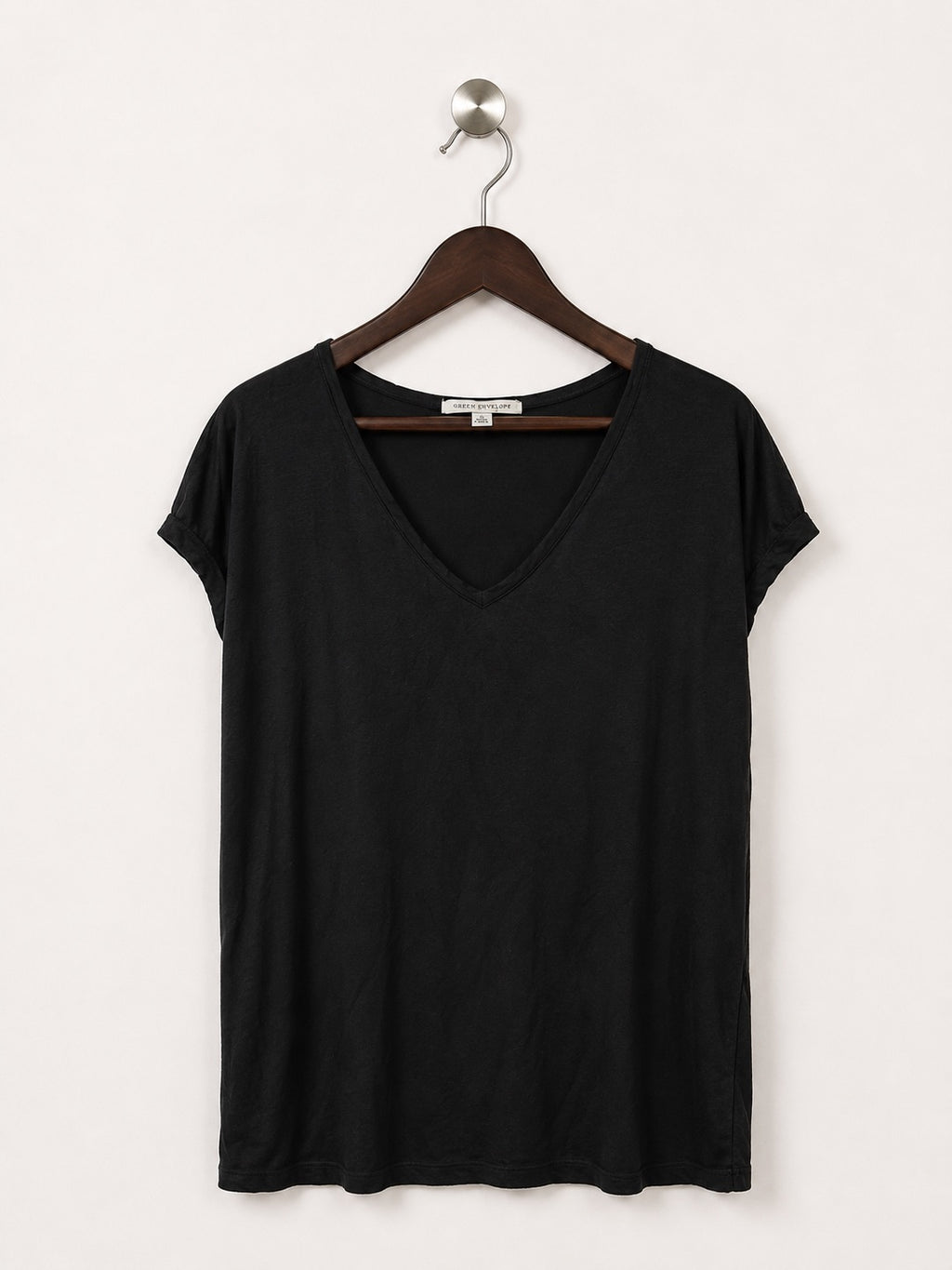 Green Envelope Los Angeles Women's Black V-Neck T-Shirt – Size S