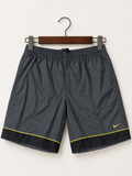 Nike Men's Grey & Black Athletic Shorts with Yellow Swoosh Size - L