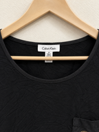 Calvin Klein Women's Gold Rhinestone Pocket T-Shirt - Size Medium