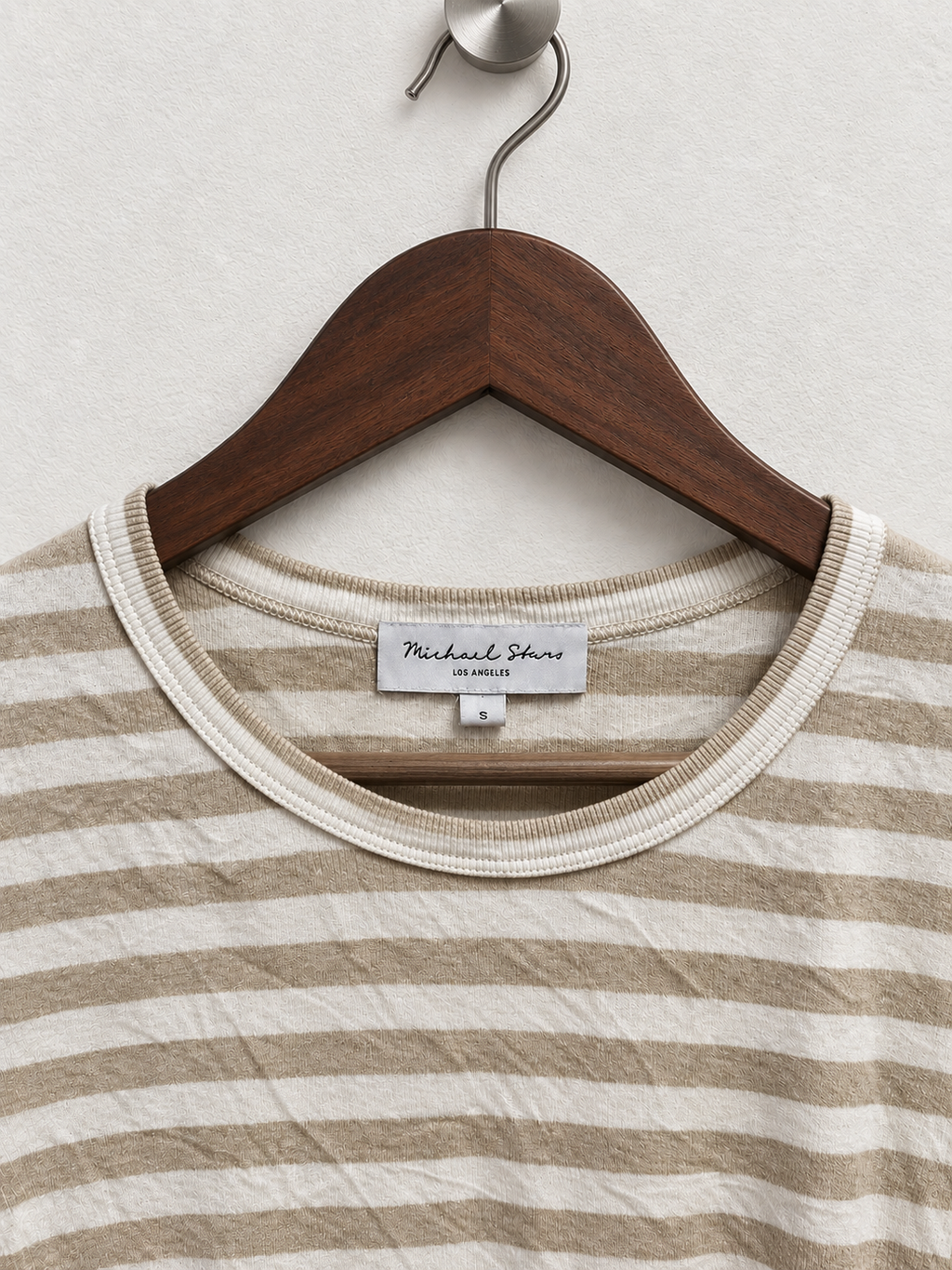 Michael Stars Beige Striped Ruched Side Sleeveless Top - Size S