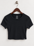 Under Armour Women's Black Ribbed Short Sleeve Crop Top – Size Small