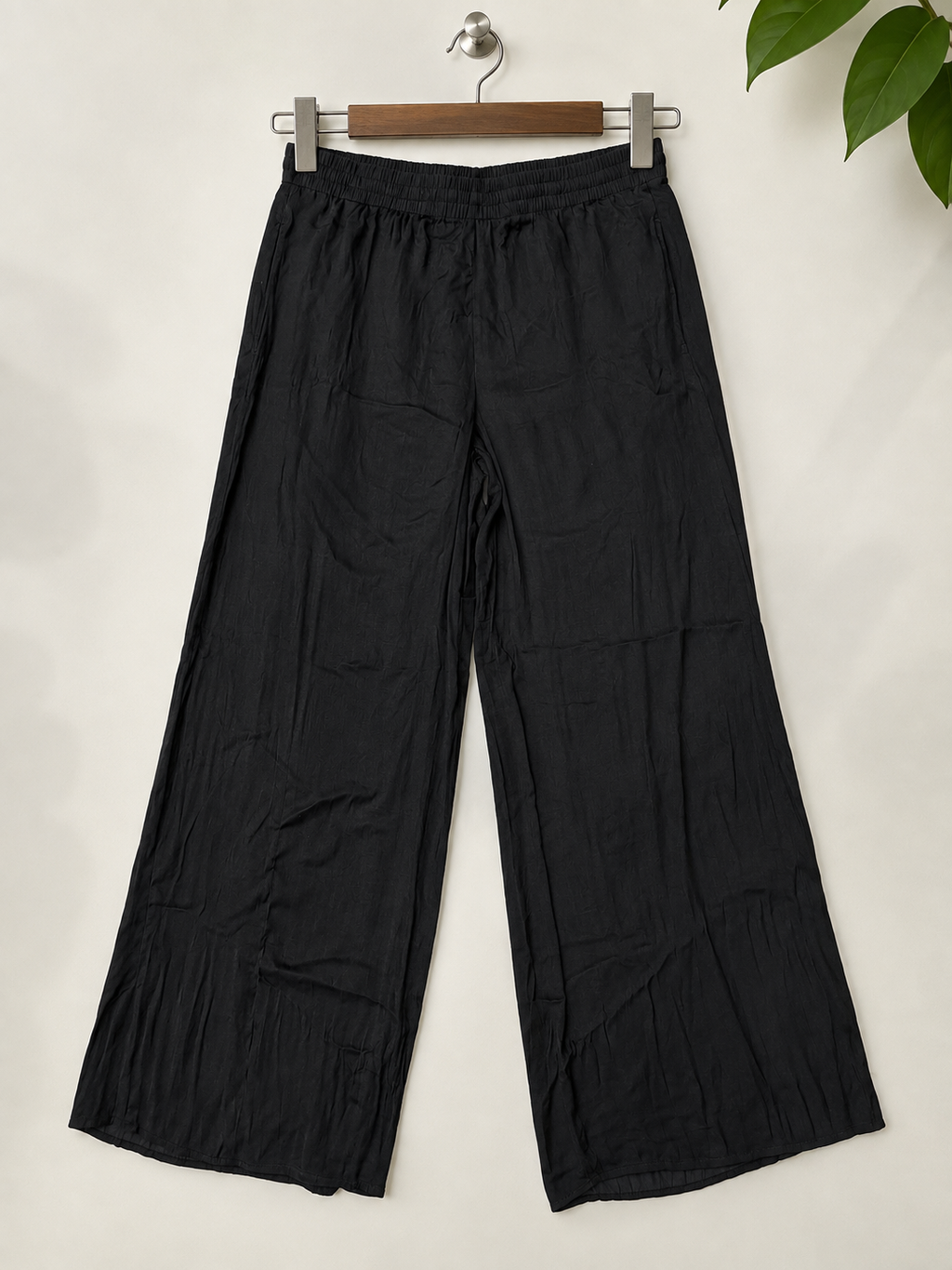 Philosophy Women’s Black Elastic Waist Flowy Thin Rayon Wide Leg Pants Size-XS