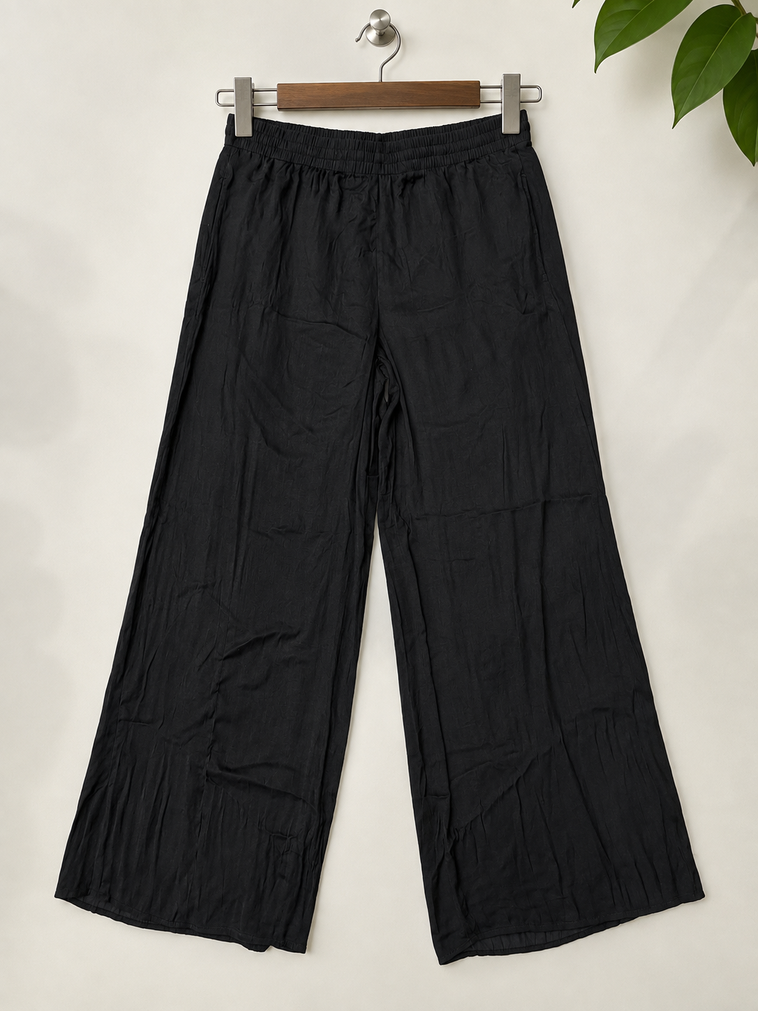 Philosophy Women’s Black Elastic Waist Flowy Thin Rayon Wide Leg Pants Size-XS