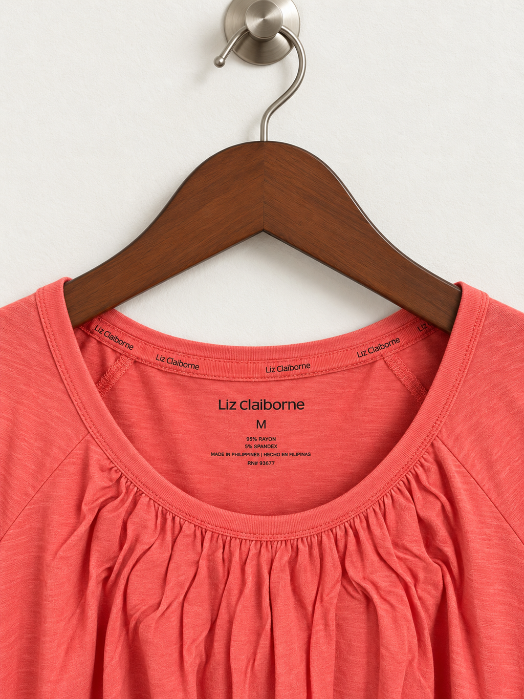 Liz Claiborne Women’s Gathered Scoop Neck Short Sleeve Top