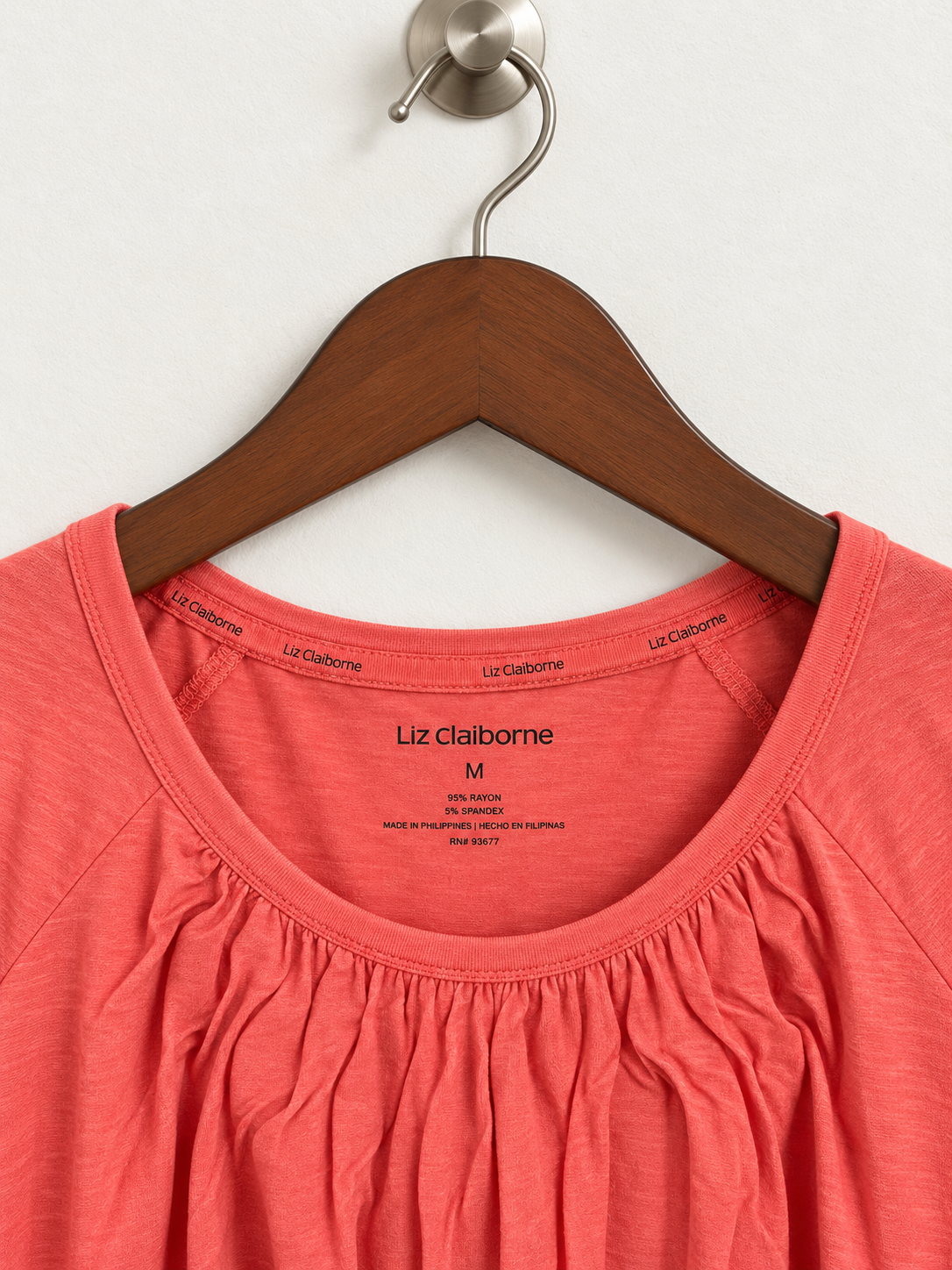 Liz Claiborne Women’s Gathered Scoop Neck Short Sleeve Top