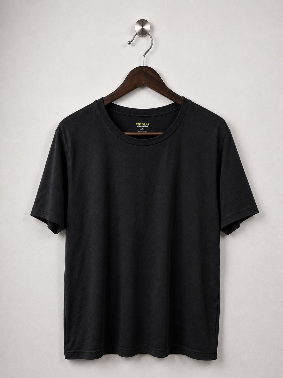 Tek Gear Solid Black Essential Crewneck T-Shirt (Unisex)