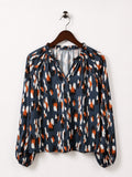 Women's Navy & Rust Abstract Print Pullover Top