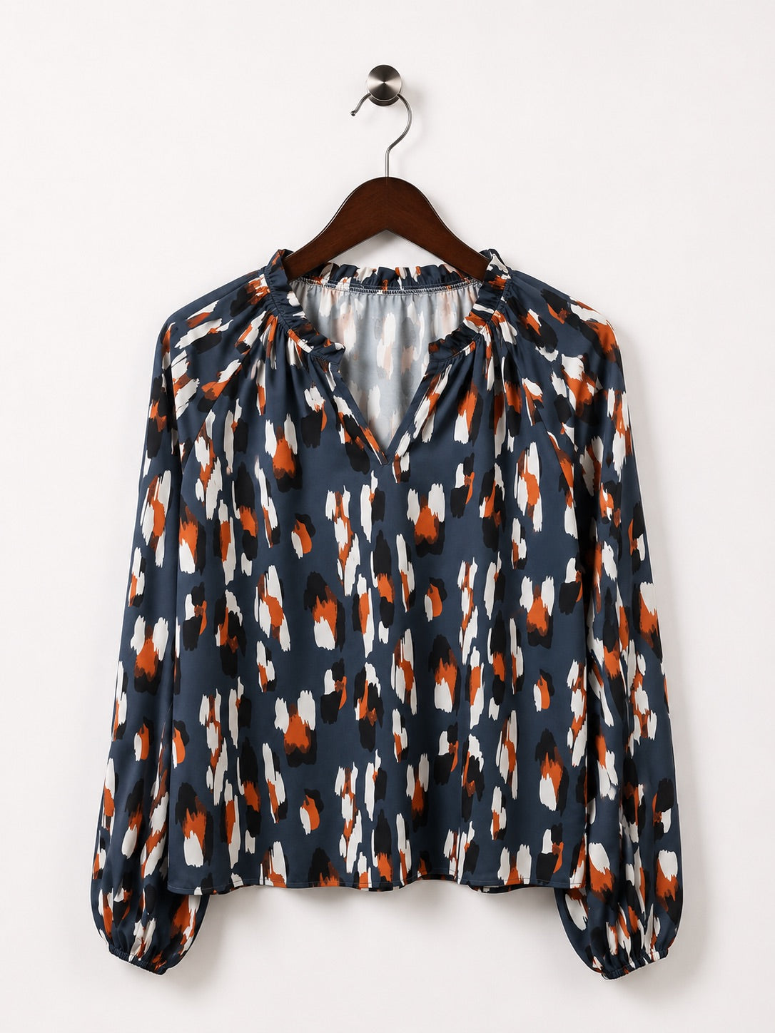 Women's Navy & Rust Abstract Print Pullover Top