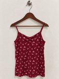 Maroon Floral Print Spaghetti Strap Cami Top