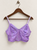 Lavender Purple Sequin Bustier Cami Crop Top with Back Zip