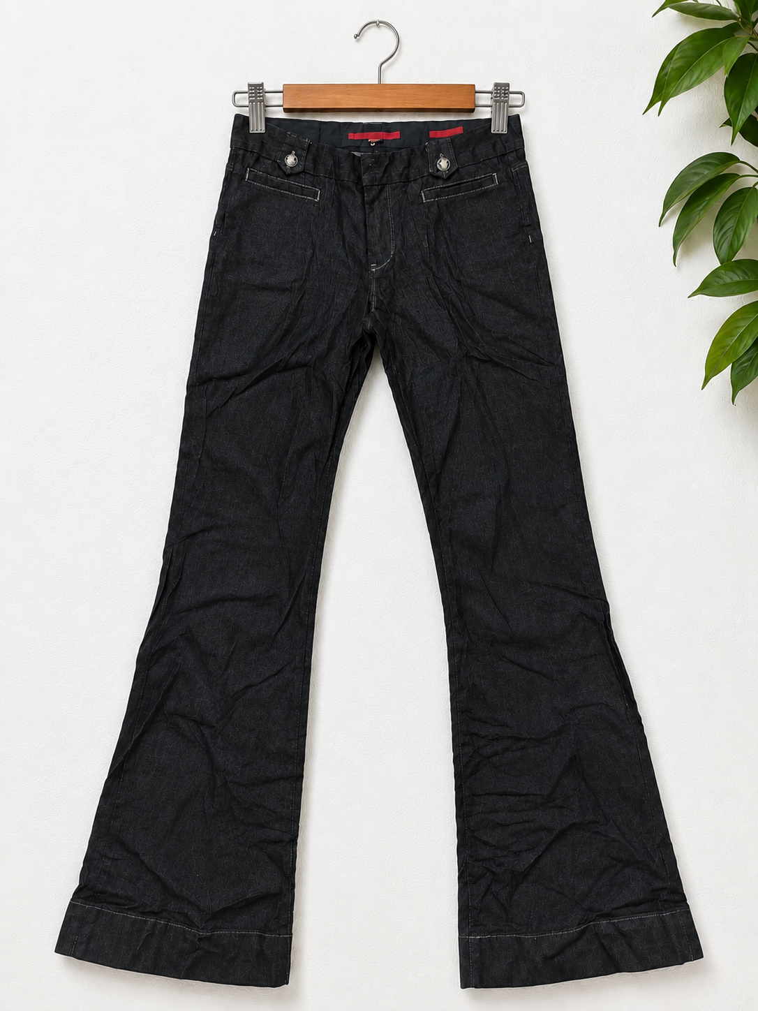 Banana Republic Women's Washed Black Button-Detail Flared Leg Jeans