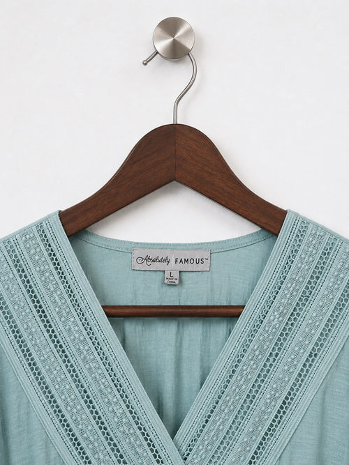 Absolutely Famous Lace Trim Women Tshirt Size - L