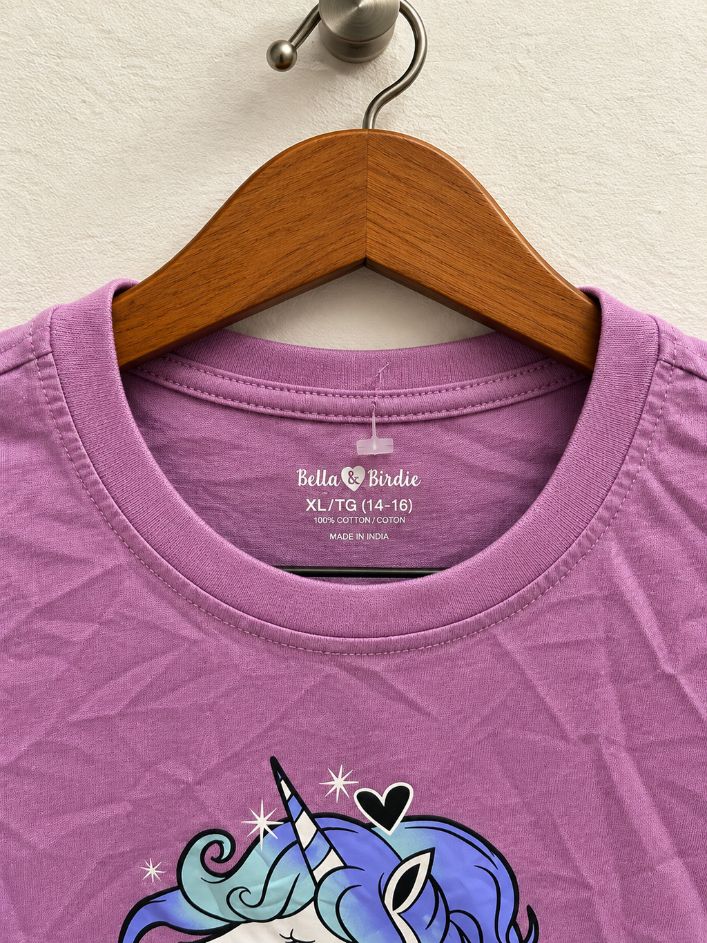 Bella & Birdie Girls' Purple Unicorn Graphic Short Sleeve T-Shirt    Size - XL