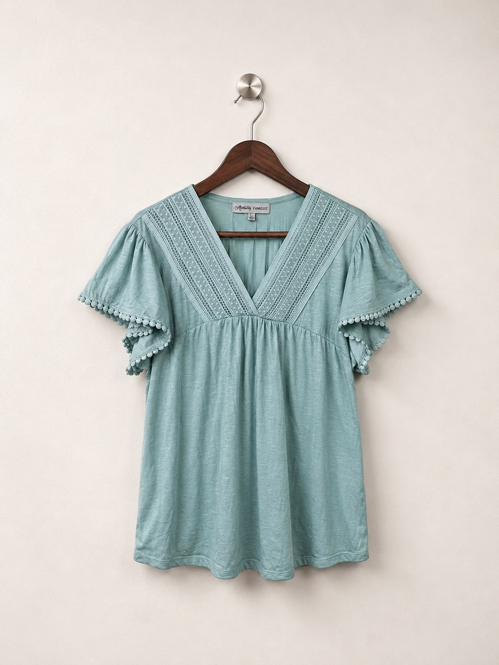 Absolutely Famous Lace Trim Women Tshirt Size - L
