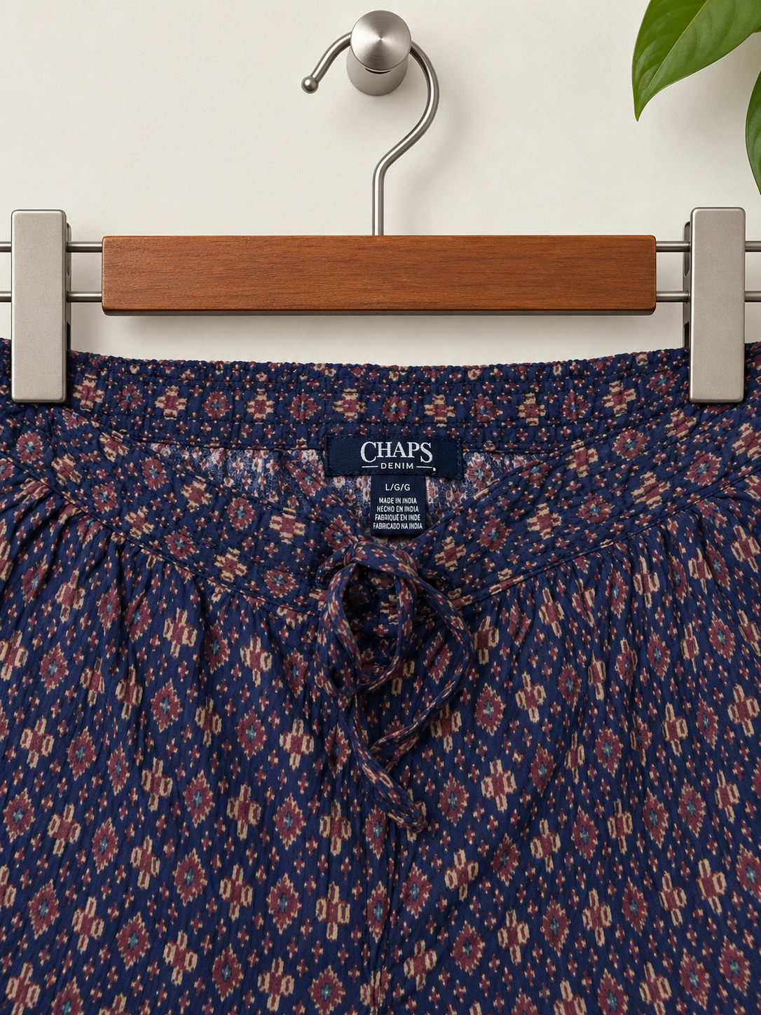CHAPS Denim Elastic Waist Rayon Pants Size-L