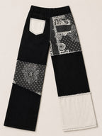 Y2K Streetwear Bandana Print Denim
