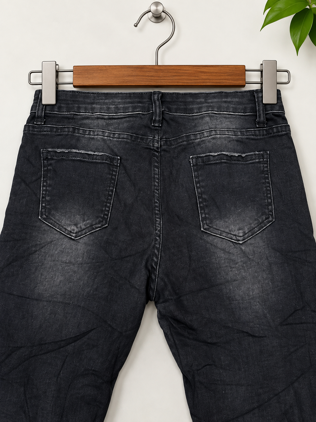 Women’s Faded Charcoal Black High-Stretch Flared Denim Jeans