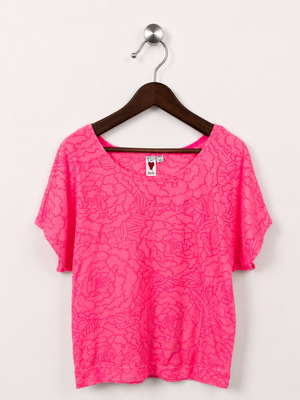 Love Rocks Women's Bright Pink Floral T-Shirt – Size M