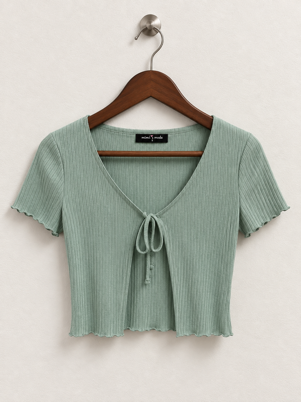 Mixed Threads Tie-Front Ribbed Crop Top - Size S