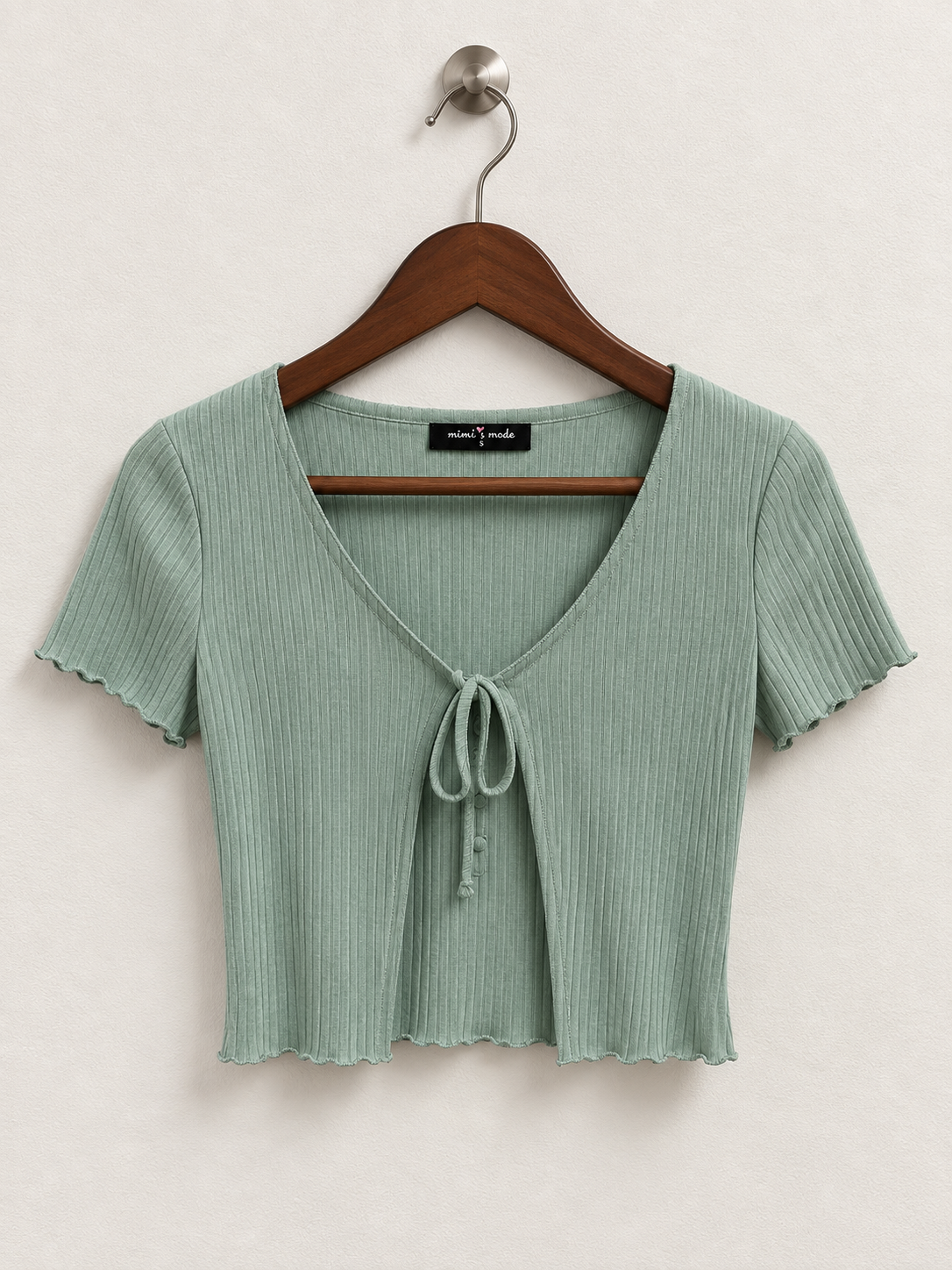 Mixed Threads Tie-Front Ribbed Crop Top - Size S