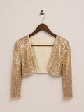 Gold Sequin Open Front Crop Top