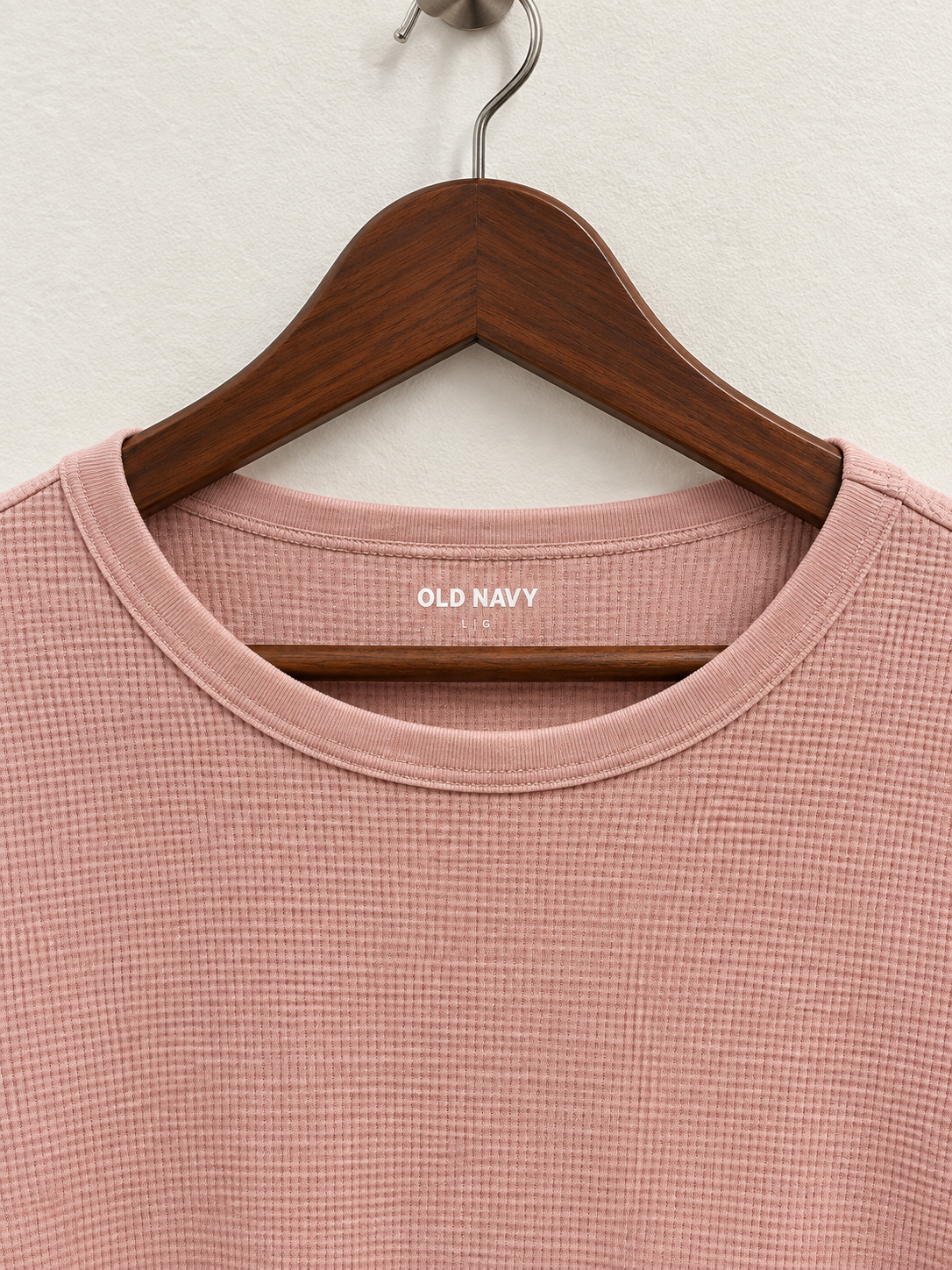 Old Navy Waffle Knit Lettuce Hem Crop Top/Tee - Size L