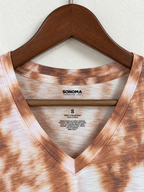 Sonoma Goods For Life Women's Brown Tie-Dye V-Neck T-Shirt