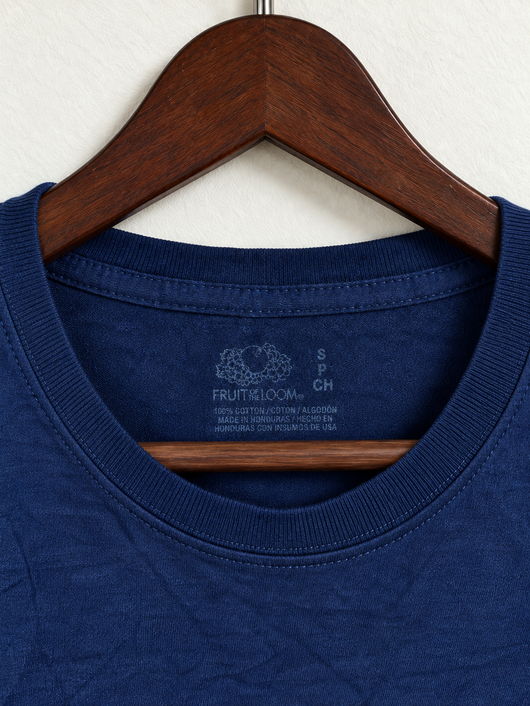 Fruit of the Loom Navy Blue 100% Cotton Crewneck T-Shirt - Size S