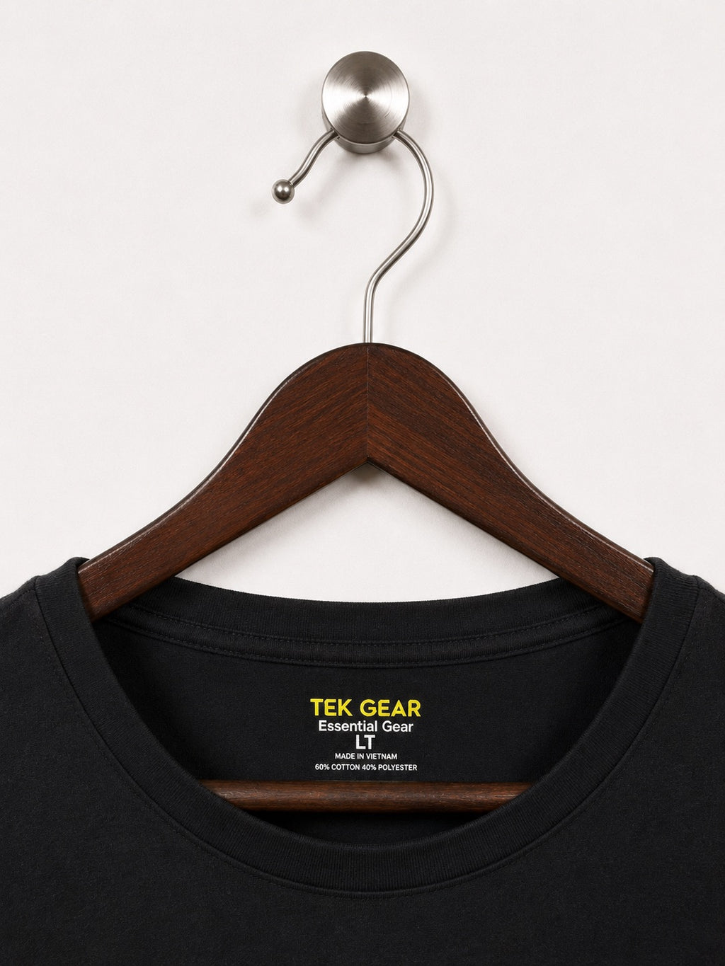 Tek Gear Solid Black Essential Crewneck T-Shirt (Unisex)