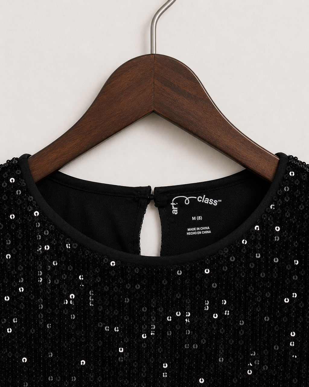 Art Class Black Sequin Crop Top