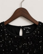 Art Class Black Sequin Crop Top