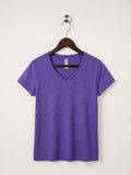 Gildan Heavy Cotton Women's Purple V-Neck T-Shirt – Size S
