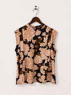Who What Wear Women's Beige & Black Floral Top Size –M