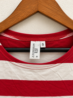 Missmoly Women's Red & White Striped 3/4 Sleeve Scoop Neck Top Size - S