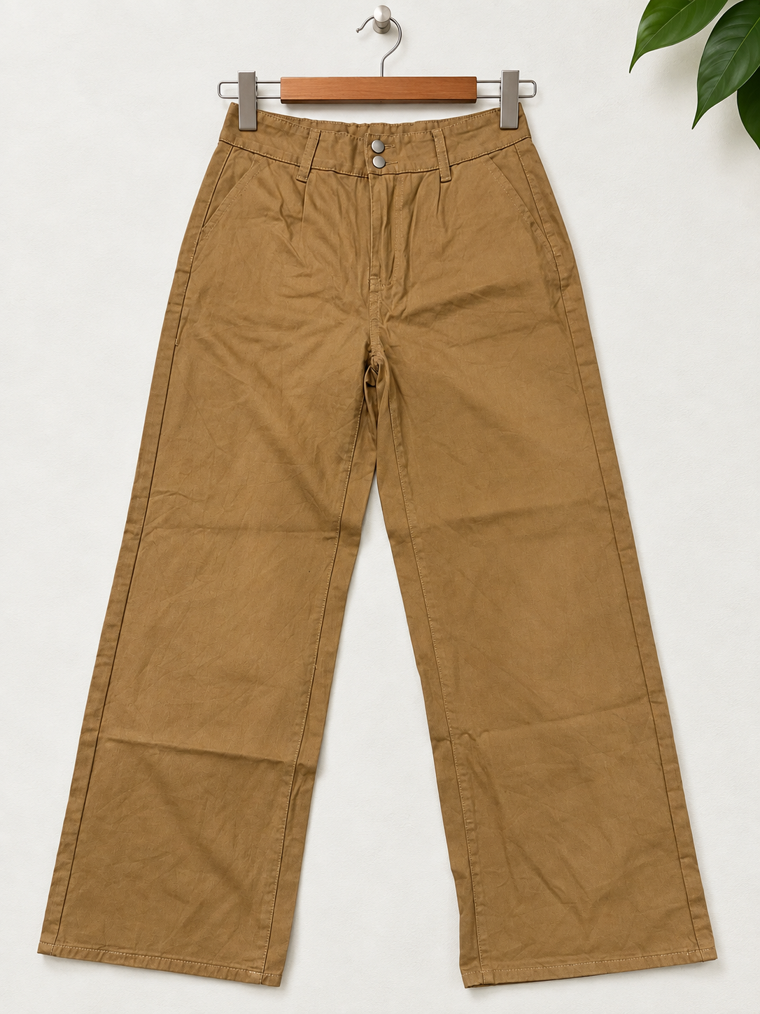 Women’s Camel Wide Leg Chino Trousers - Women's
