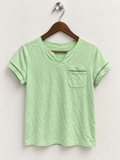 Mint Green Notch Neck Short Sleeve T-Shirt