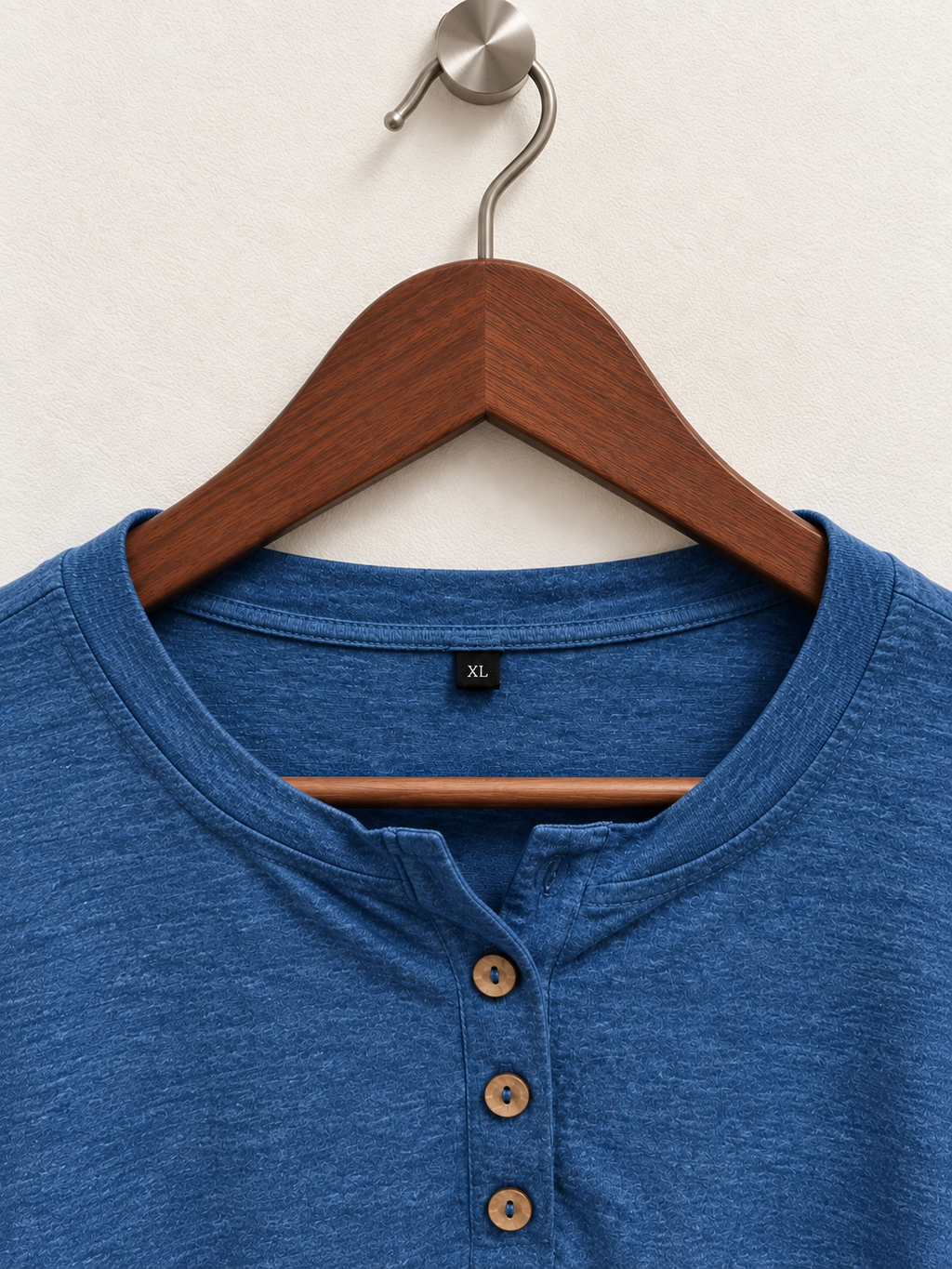 Women’s Blue Long Sleeve Henley Button Top - Size XL
