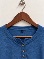 Women’s Blue Long Sleeve Henley Button Top - Size XL