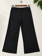 Women’s Black Poly-Spandex Elastic Waist Wide-Leg Palazzo Pants (Size 16)