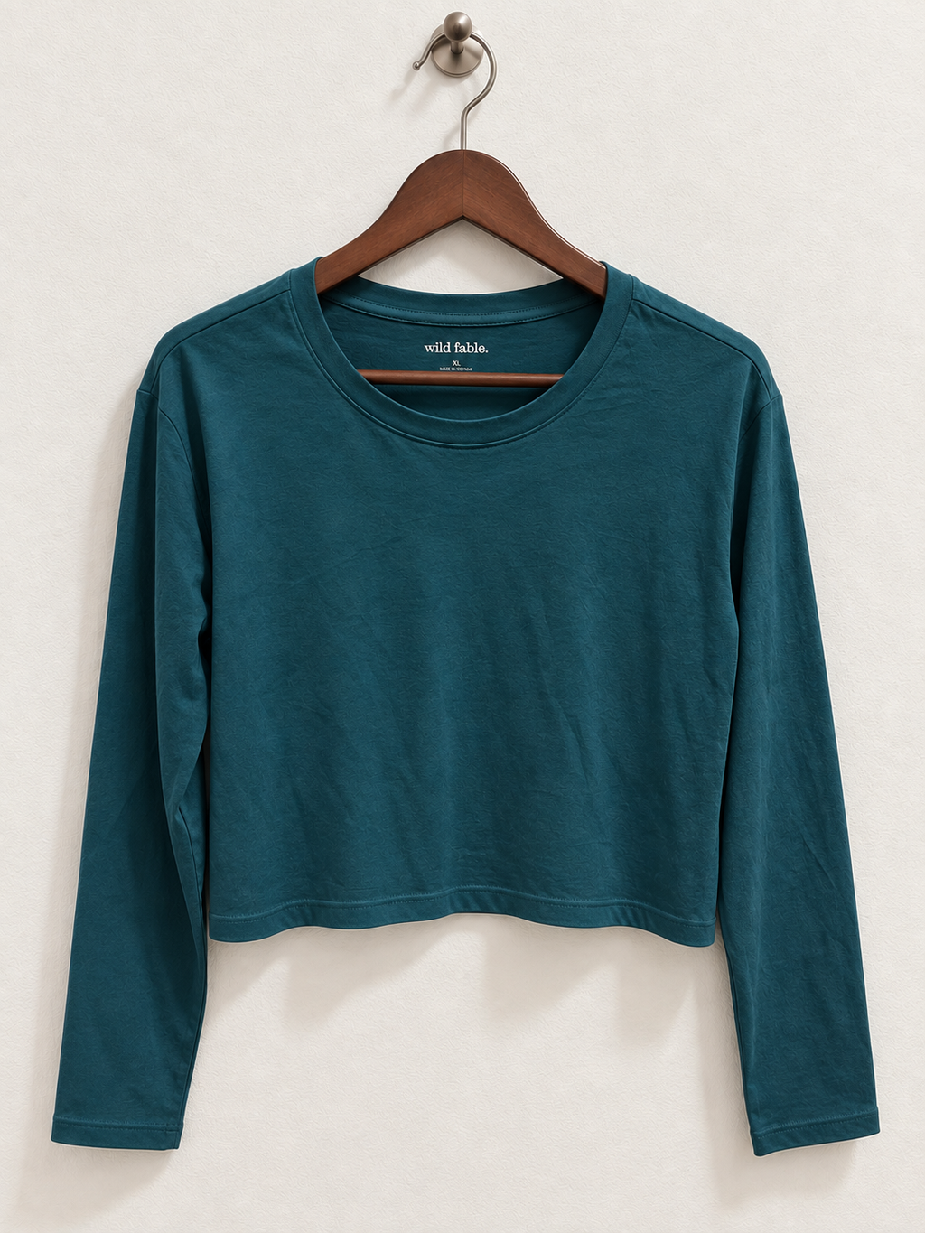 Wild Fable Teal Long Sleeve Cropped T-Shirt - Size XL