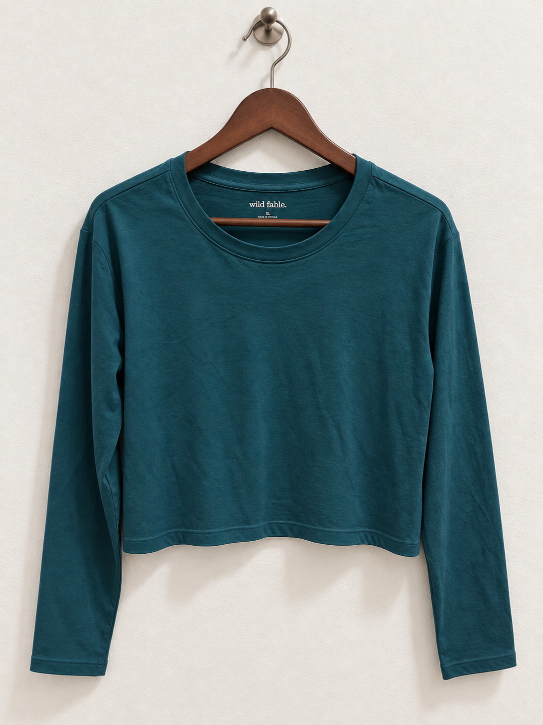 Wild Fable Teal Long Sleeve Cropped T-Shirt - Size XL