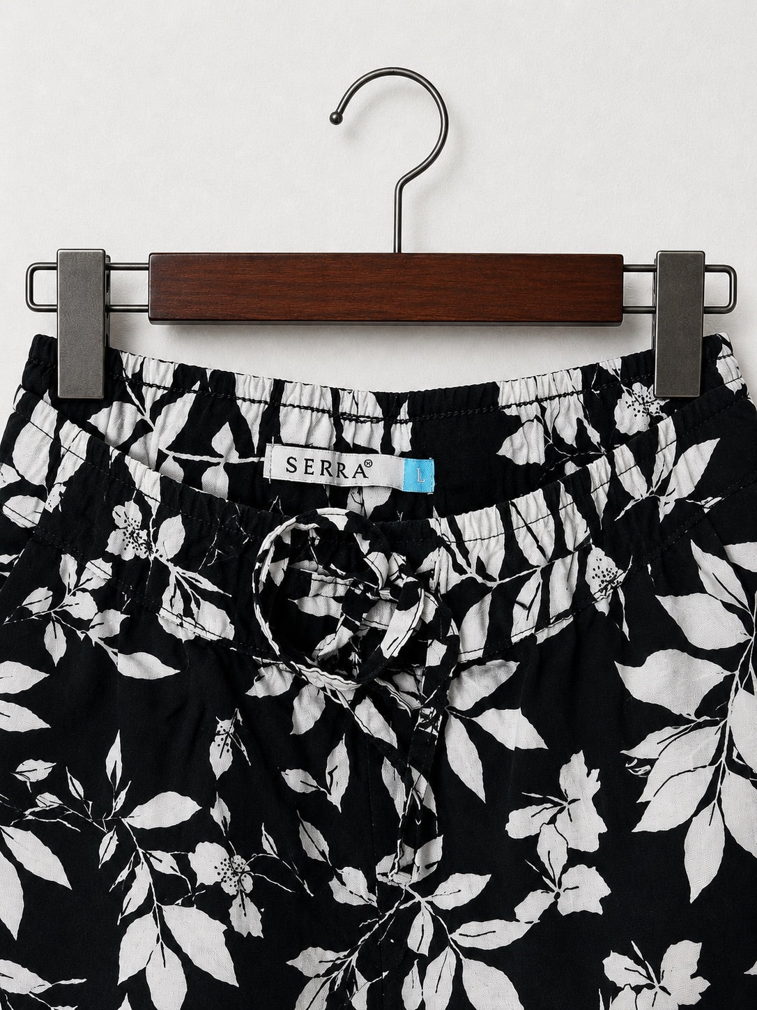 Serra Women's Black & White Elastic Waist Trousers – Size L