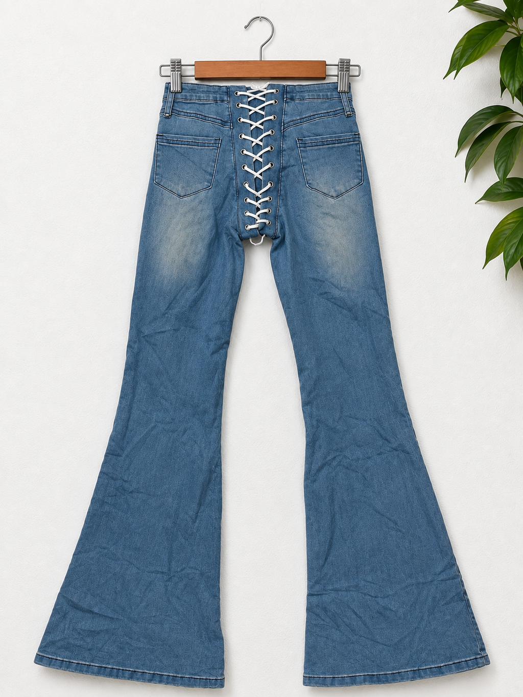 I.AM.GIA Lace-Up Front & Back Extreme Flared Jeans (XS)