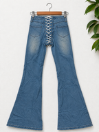 I.AM.GIA Lace-Up Front & Back Extreme Flared Jeans (XS)