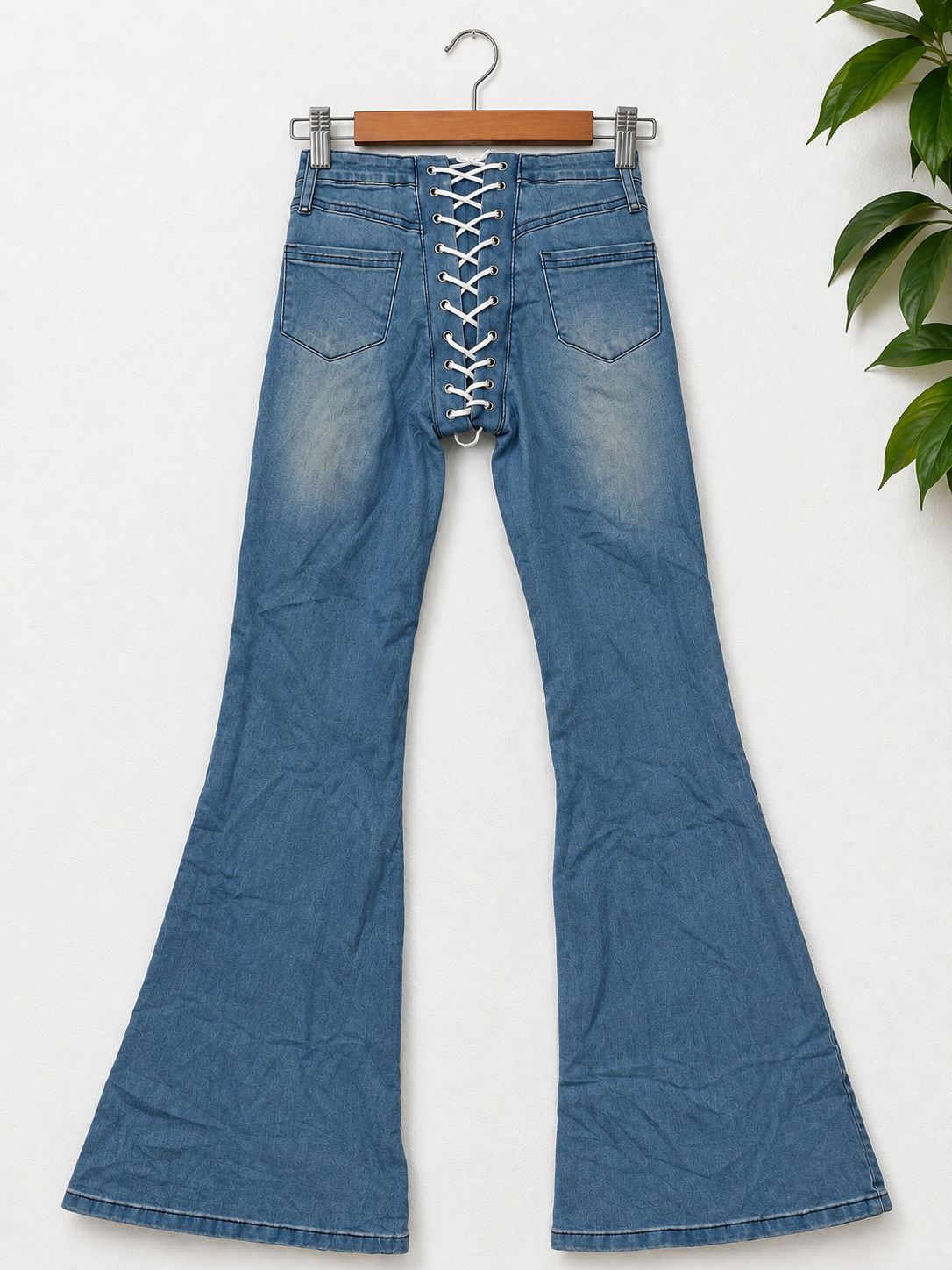 I.AM.GIA Lace-Up Front & Back Extreme Flared Jeans (XS)