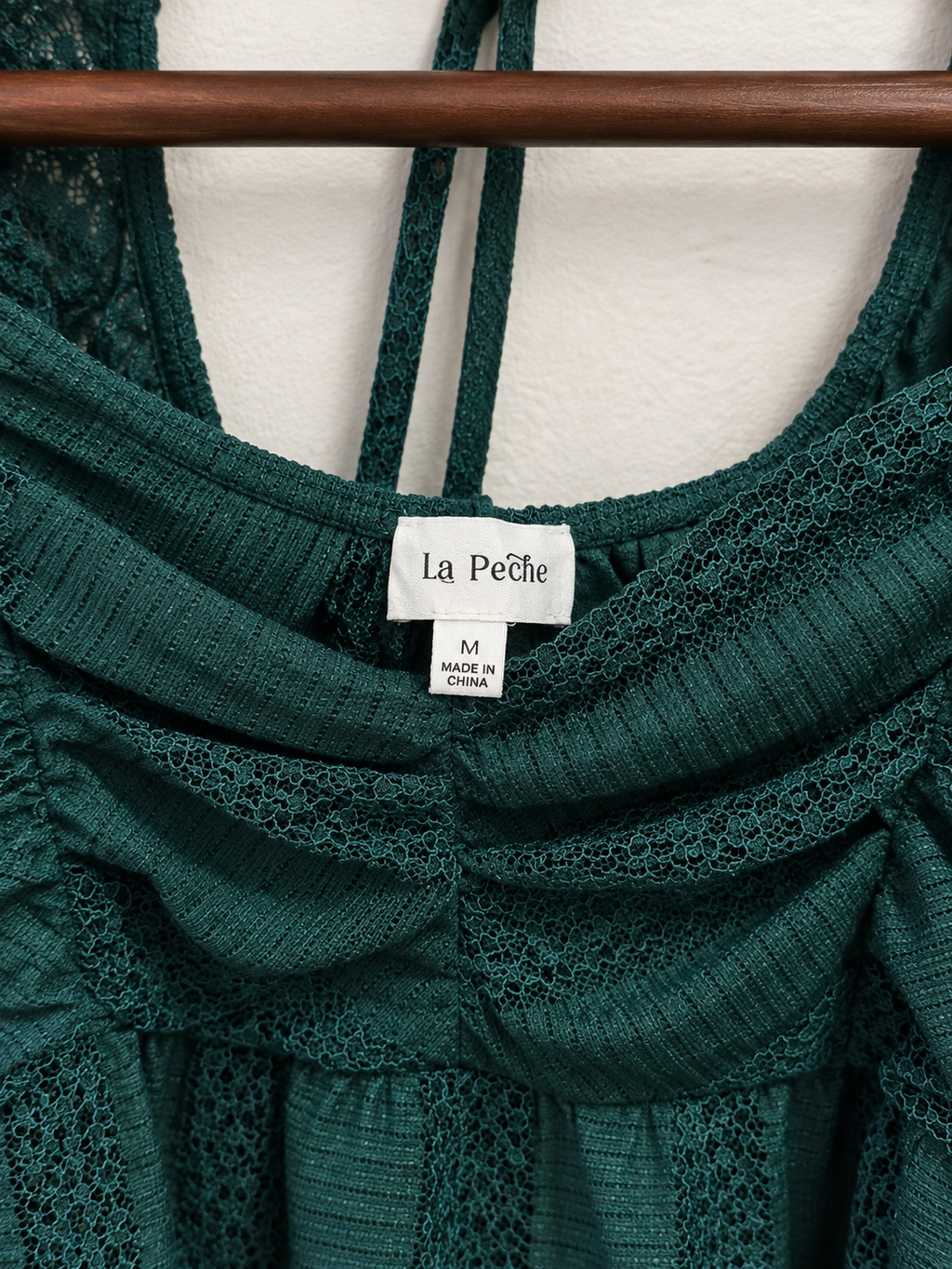 La Pêche Ruched Lace Long Sleeve Peplum Top - Size M