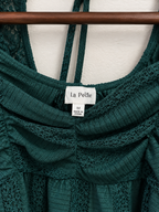 La Pêche Ruched Lace Long Sleeve Peplum Top - Size M