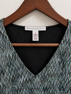 JM Collection Petite Women's Metallic Chevron V-Neck Top